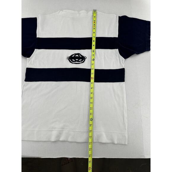 Gucci Men’s T Shirt Sz L Logo Navy Blue White Stripe Nautical Old Money Luxury - Picture 8 of 10